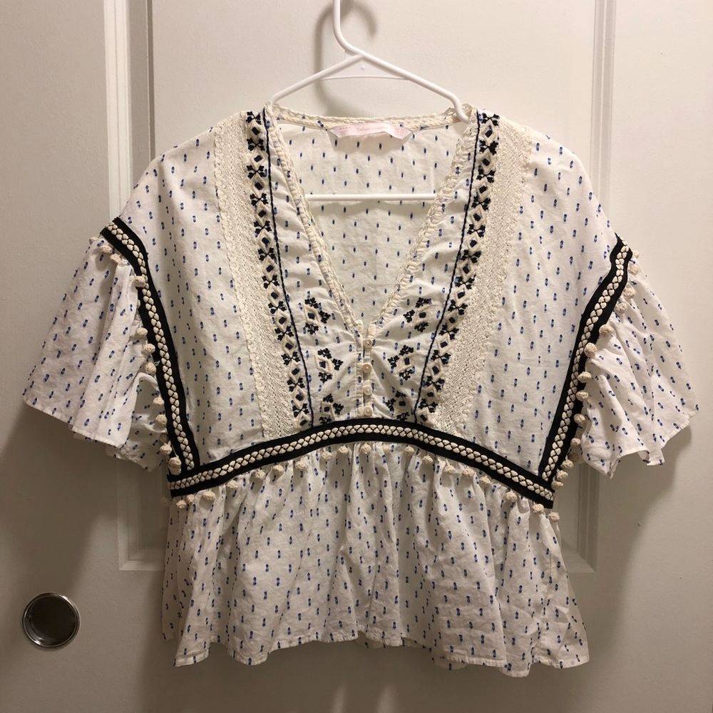 Zara Cream Embroidered Blouse